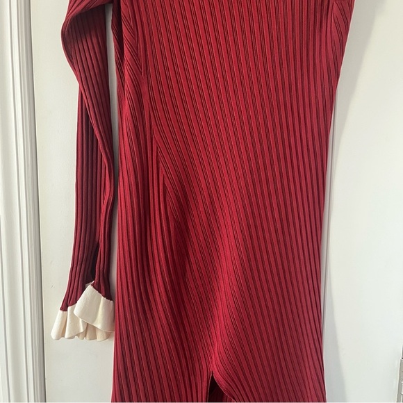 Esteban Cortazar Asymmetric one-shoulder ribbed stretch-knit dress ruffled XL - Picture 9 of 16